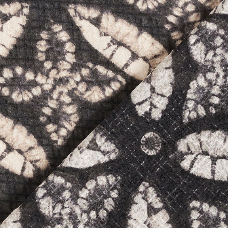 Crêpe mousseline Imprimé de feuilles – noir/beige, image number 5