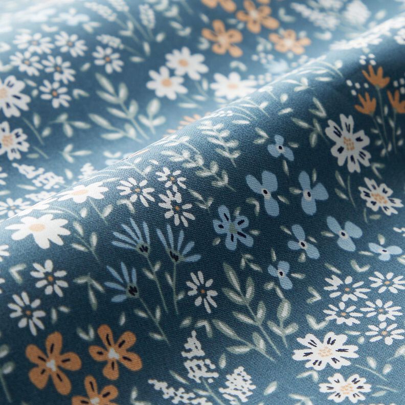 Coton enduit Prairie fleurie multicolore – jean bleu clair/bleu clair,  image number 3