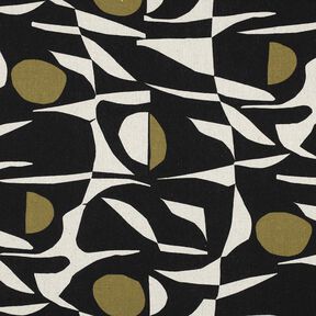 Mélange viscose lin Motif géométrique – noir/olive, 