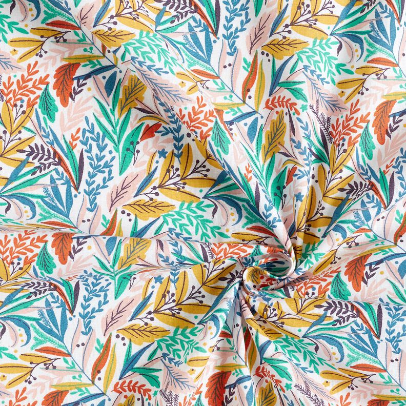 Tissu en coton Cretonne Feuilles et brindilles délicates – blanc/rose clair,  image number 3