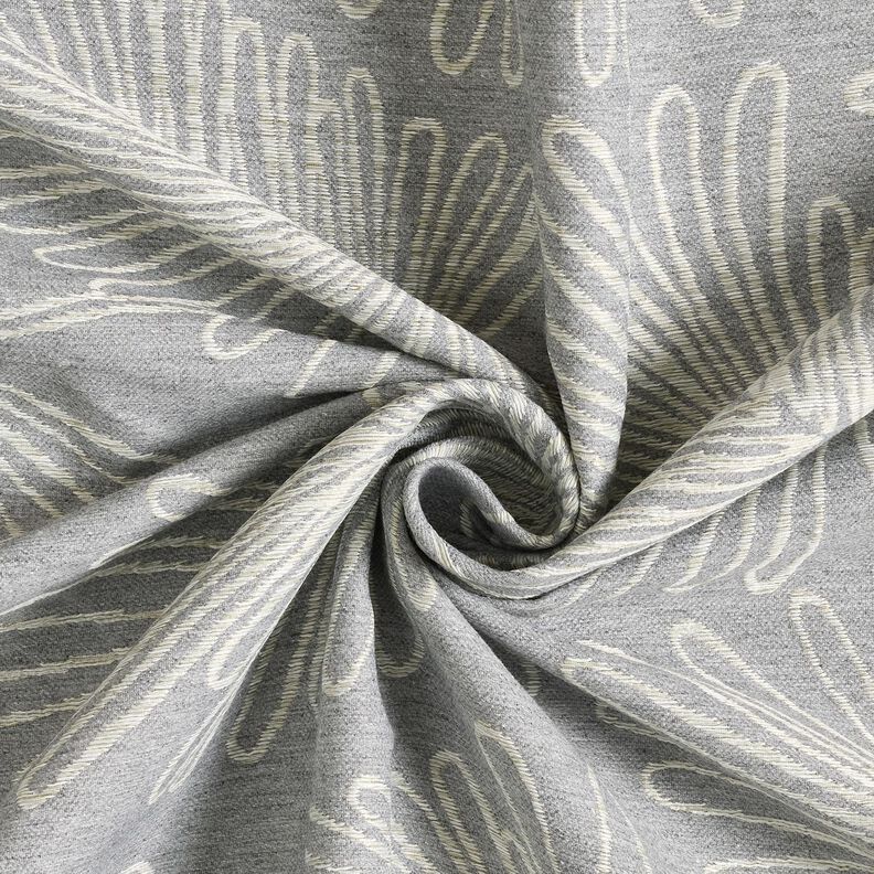 Tissu de décoration Jacquard Contours de feuilles – gris, image number 3