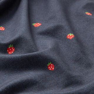 Jersey coton Fraises en aspect jean Impression numérique – gris bleu/rouge feu, 