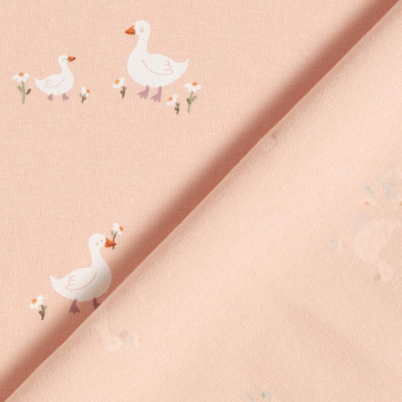 Jersey coton Oies et fleurs – rosé, image number 4