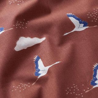 Popeline coton Grues – carmin, 