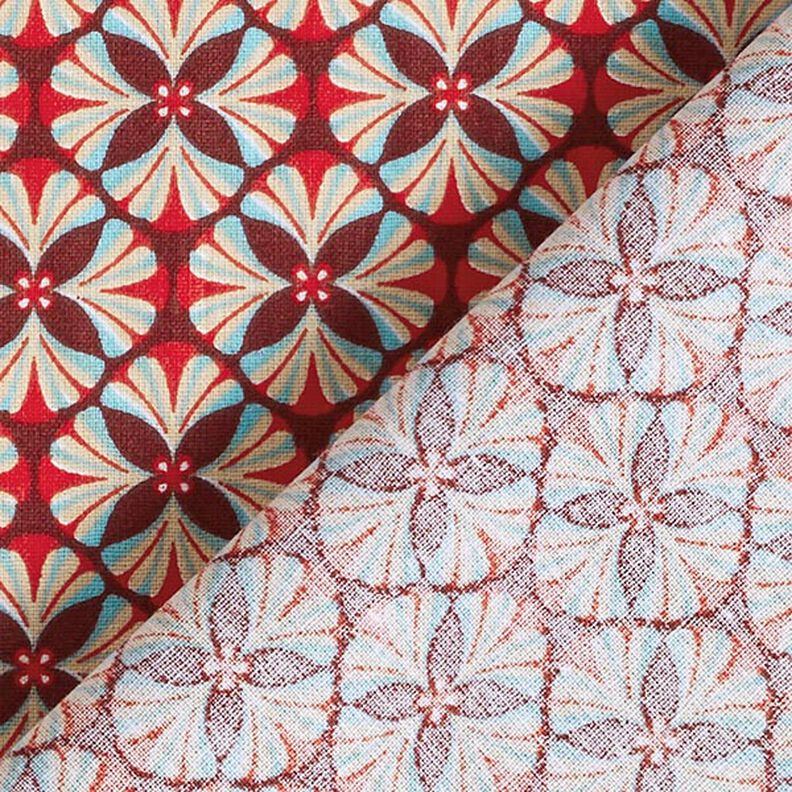 Tissu en coton Cretonne Carreaux à fleurs – bordeaux/taupe clair,  image number 4