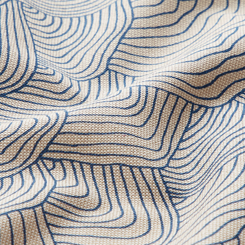 Tissu de décoration Semi-panama motif vagues – bleu roi/nature,  image number 2