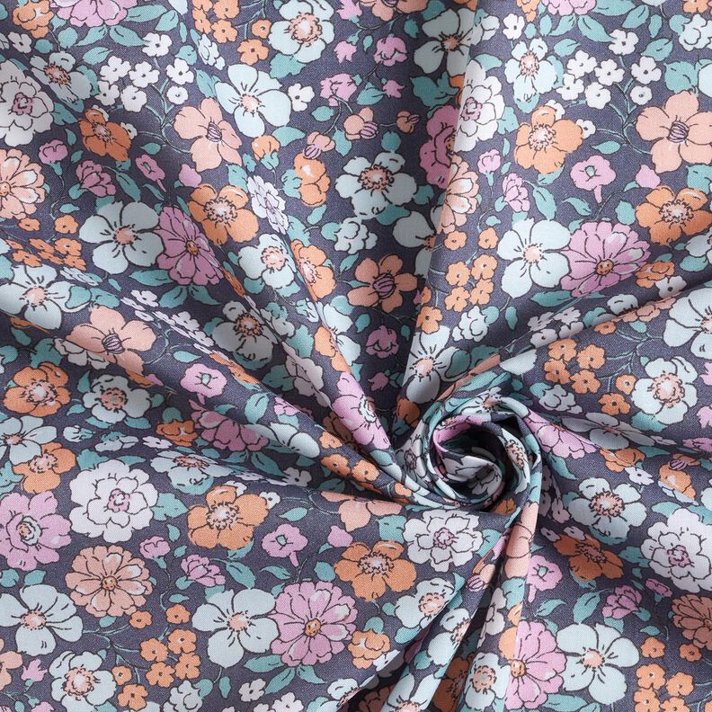 GOTS Popeline coton Prairie fleurie | Poppy Fabrics – gris schiste,  image number 3