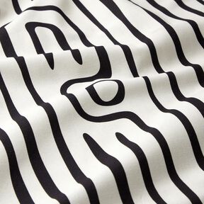 Tissu de décoration Semi-panama motif rayé abstrait – noir/ivoire, 