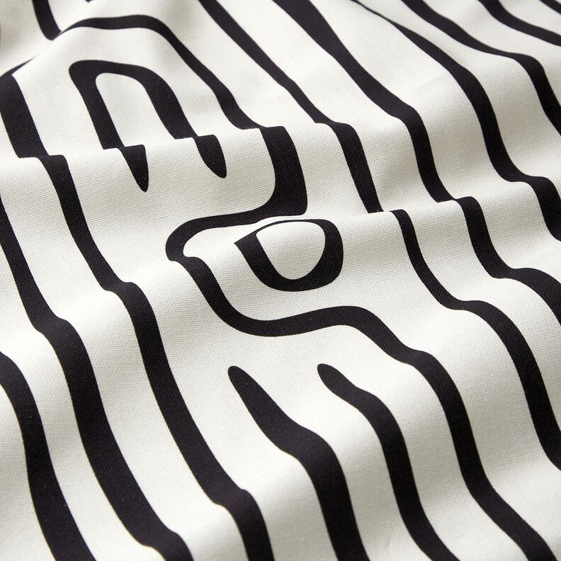 Tissu de décoration Semi-panama motif rayé abstrait – noir/ivoire,  image number 2