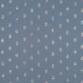 Tissu double gaze de coton Pois Imprimé feuille | by Poppy – gris bleu, 