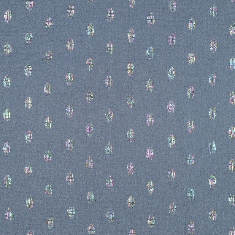 Tissu double gaze de coton Pois Imprimé feuille | by Poppy – gris bleu,  image number 1