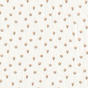Tissu double gaze de coton Mini-tulipes Impression numérique – blanc, 