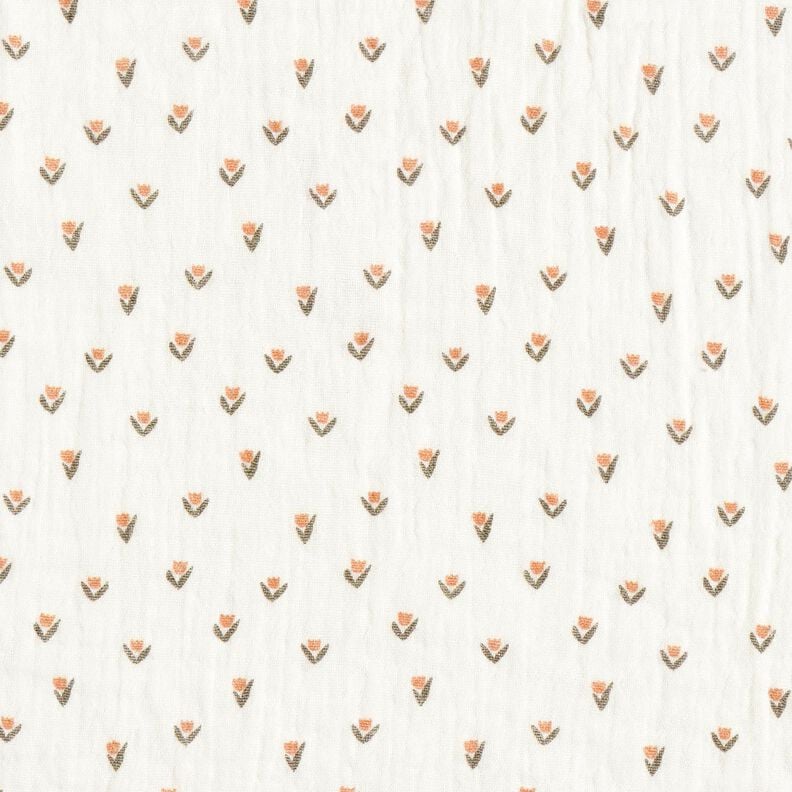 Tissu double gaze de coton Mini-tulipes Impression numérique – blanc,  image number 1