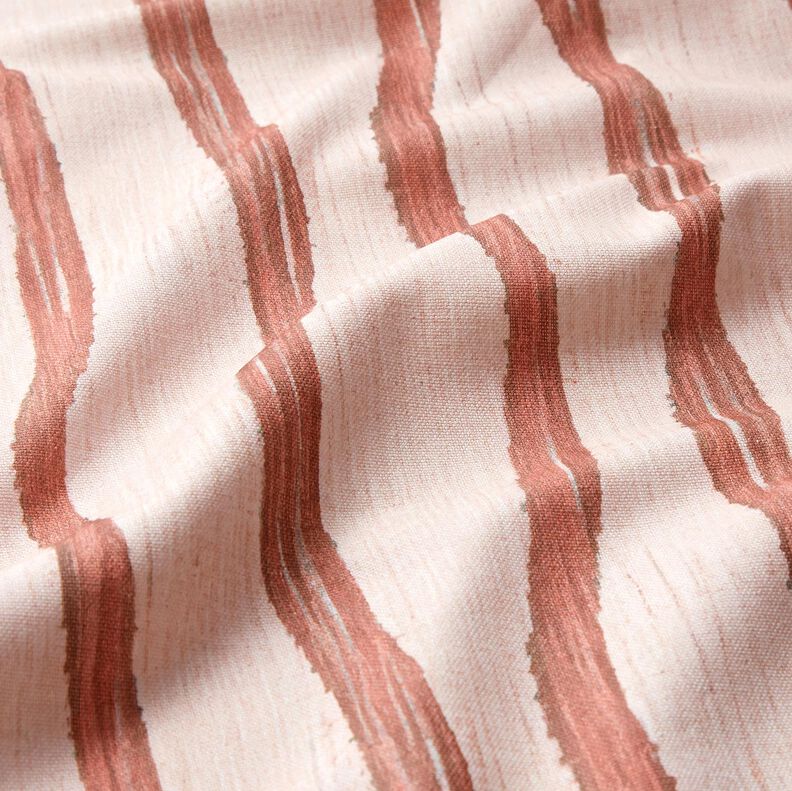 Tissu de décoration Semi-panama Rayures ondulées – rouge/rosé, image number 2