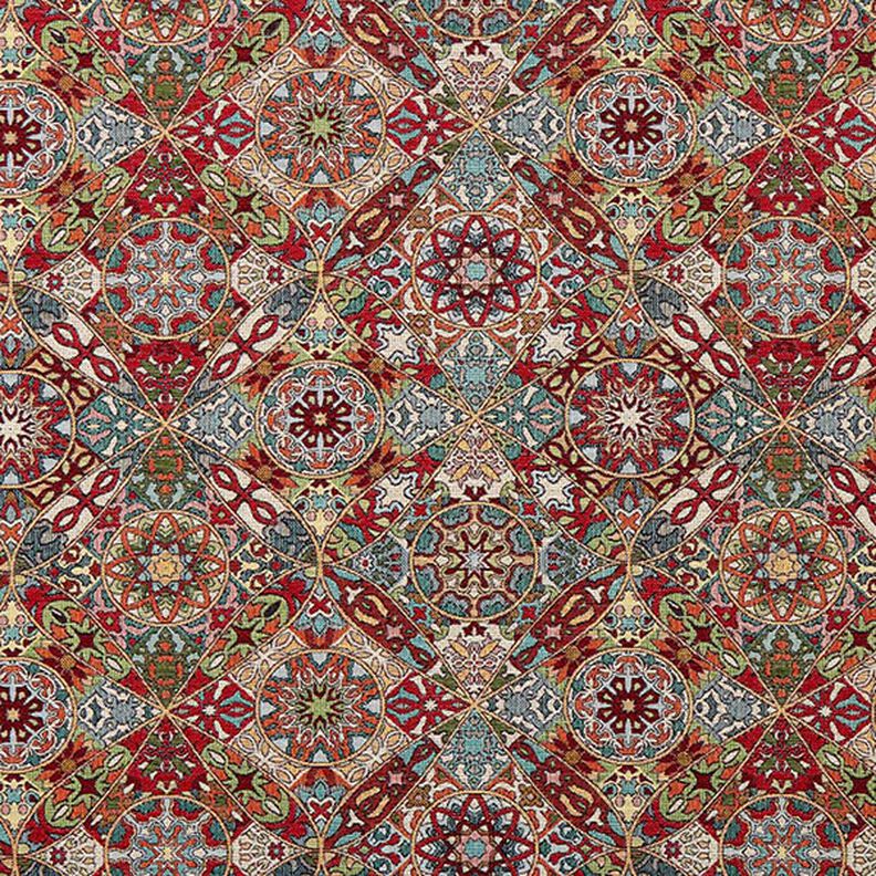 Tissu de décoration Gobelin Décorations entrelacées – beige clair/carmin,  image number 1