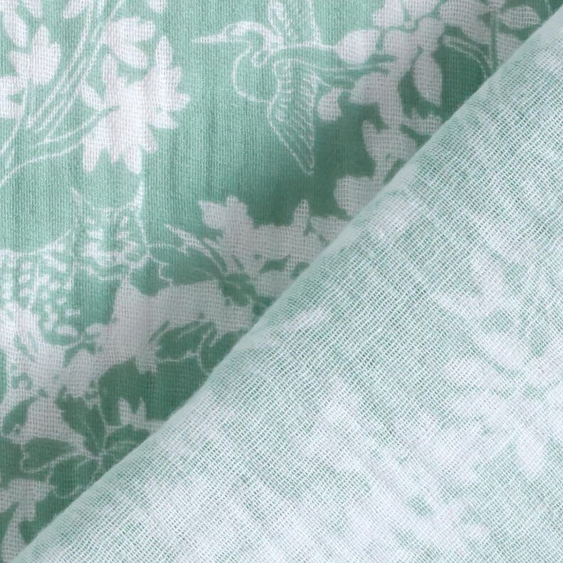 Tissu double gaze de coton Blumenmuster – eucalyptus/blanc,  image number 4
