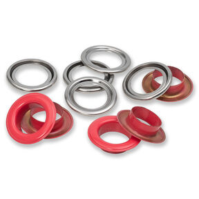 Œillets avec rondelles [15 unités | Ø 14 mm] | Prym – rouge/argent métallisé, 