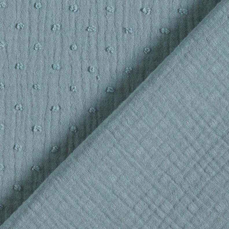 Tissu double gaze de coton dobby – bleu acier,  image number 4