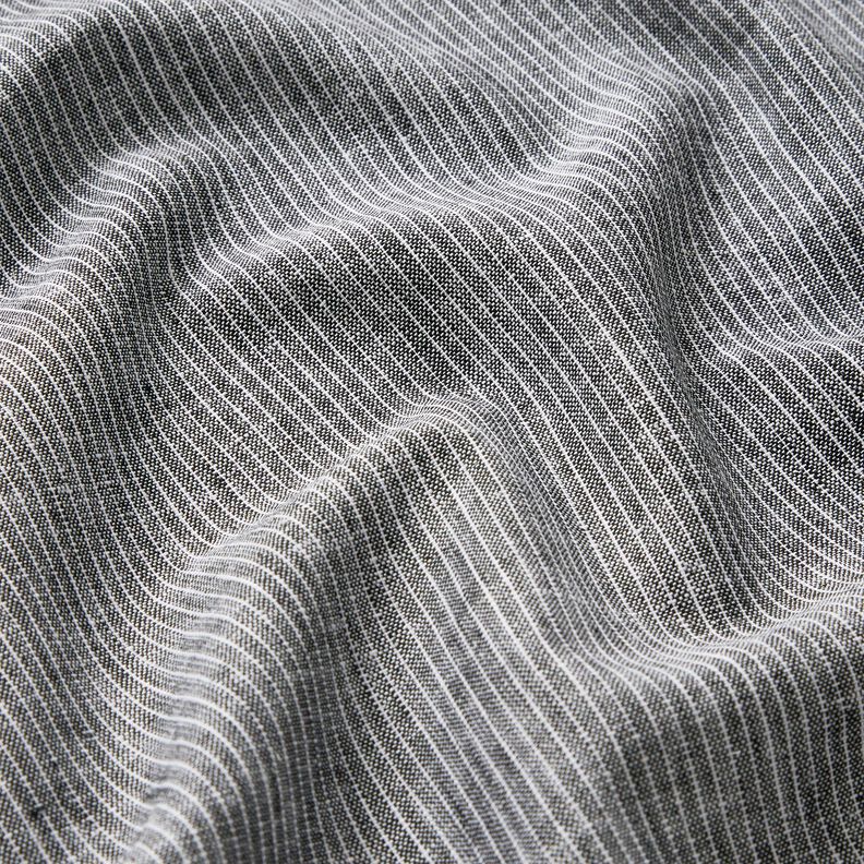 Mélange lin coton rayures étroites – noir/blanc,  image number 2