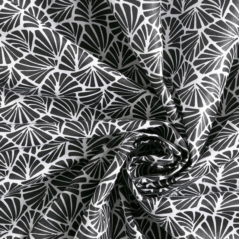 Coton enduit Mini feuilles abstraites – noir/blanc,  image number 4