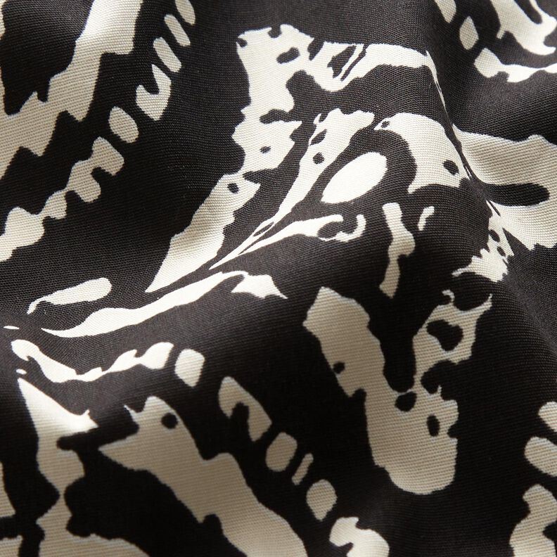 Tissu pour chemisier à grand motif abstrait – noir/blanc, image number 3