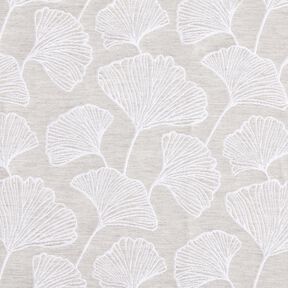 Tissu de d&eacute;coration Jacquard grand ginkgo &ndash; gris brume/ivoire, 