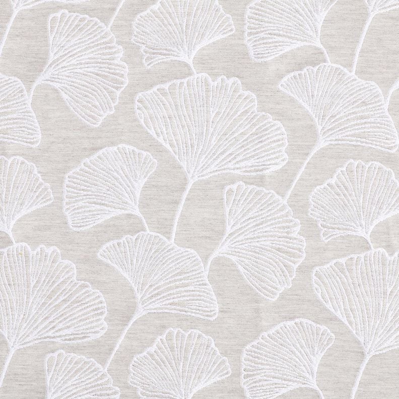 Tissu de décoration Jacquard grand ginkgo – gris brume/ivoire,  image number 1
