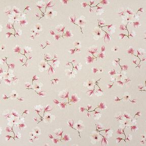 Tissu de décoration Semi-panama Fleur de magnolia – mauve/nature, 