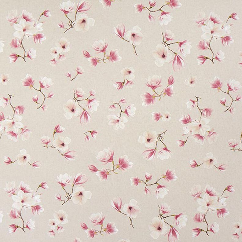 Tissu de décoration Semi-panama Fleur de magnolia – mauve/nature,  image number 1