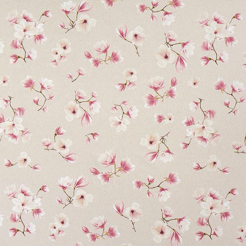 Tissu de décoration Semi-panama Fleur de magnolia – mauve/nature, image number 1