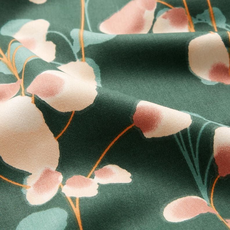 Satin de coton plantes grimpantes &ndash; vert fonc&eacute;/sable,  image number 2