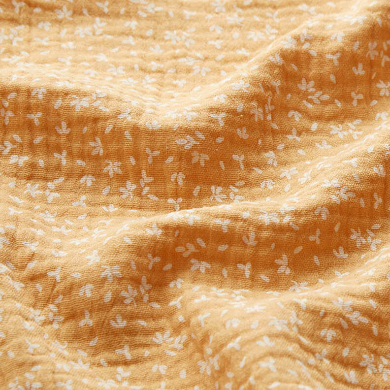 Tissu double gaze de coton Pétales de fleurs – or ancien,  image number 2