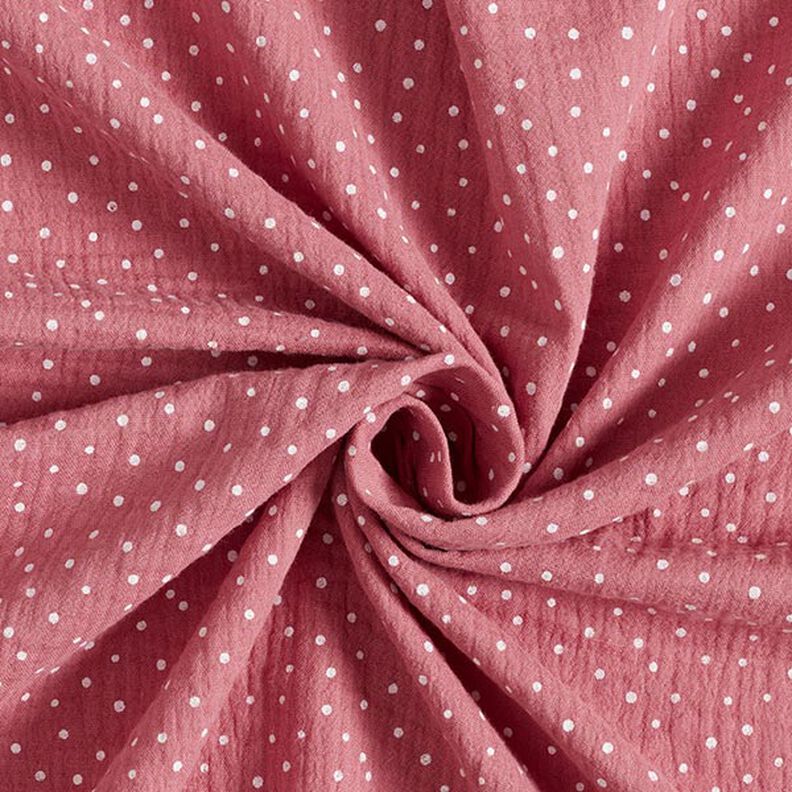 Tissu double gaze de coton Petits points – vieux rose/blanc,  image number 3