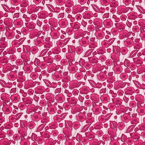 Popeline coton Vrilles de fleurs – rose clair/pourpre, 