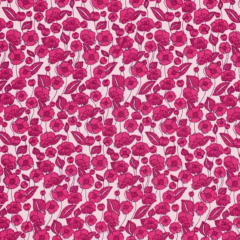 Popeline coton Vrilles de fleurs – rose clair/pourpre, image number 1