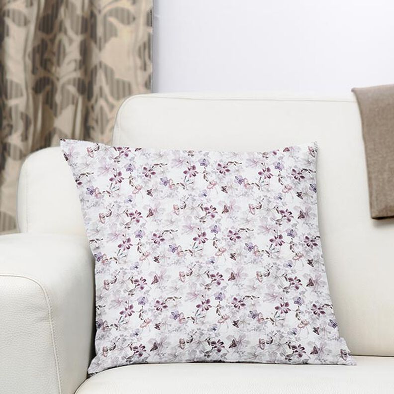 Tissu de décoration Popeline coton Papillons & Orchidées – violet pastel,  image number 6