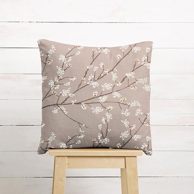 Tissu de décoration Semi-panama Rameaux en fleur – taupe, image number 7