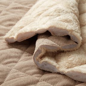 Tissu matelassé Velours côtelé à losanges avec envers fourrure – taupe, 