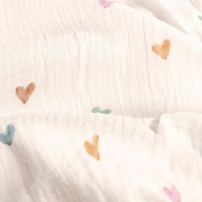 Tissu double gaze de coton Cœurs multicolores Impression numérique – blanc,  Tissu double gaze de coton Cœurs multicolores Impression numérique – blanc,
