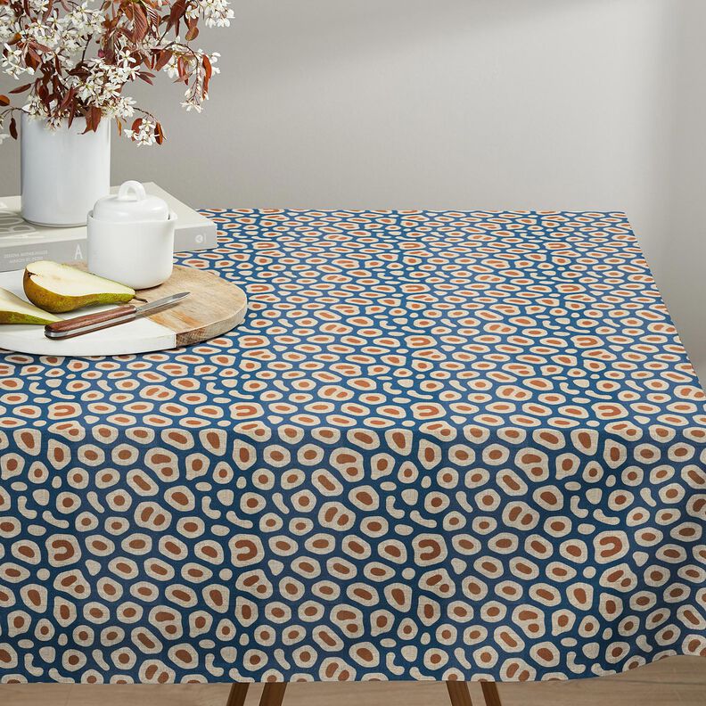 Tissu de décoration Semi-panama motif léopard abstrait – bleu/noix de cajou, image number 7