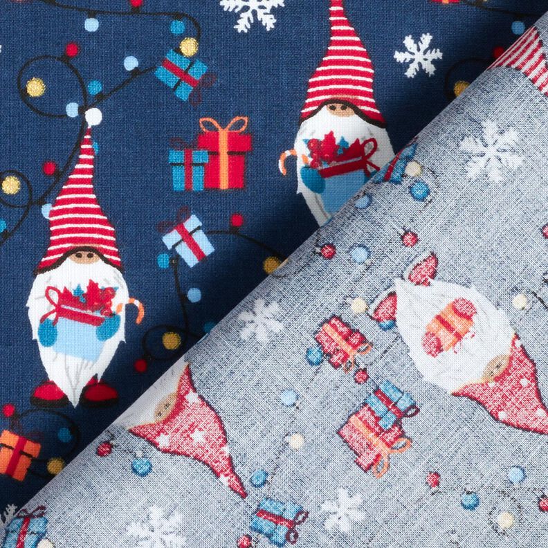 Tissu en coton Popeline Lutins de Noël – bleu marine/rouge,  image number 4