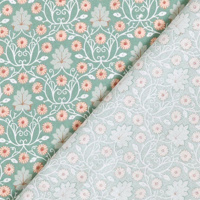 Coton enduit Rinceaux de feuilles délicats – eucalyptus/rosé,  image number 5