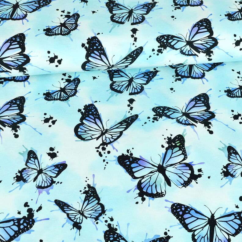 Jersey coton Éclaboussures de papillons | Glitzerpüppi – bleu glacier,  image number 2