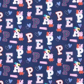 Popeline coton Lettrage Peppa Pig Tissu sous licence | ABC Ltd – indigo, 