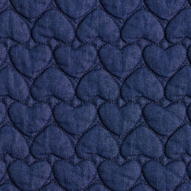 Jeans Tissu matelassé Cœurs – bleu nuit, image number 1