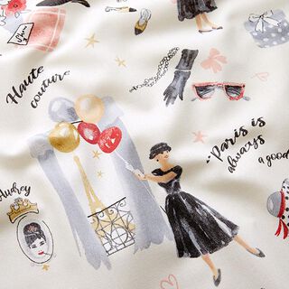 Tissu de décoration Semi-panama Audrey – beige clair/noir, 