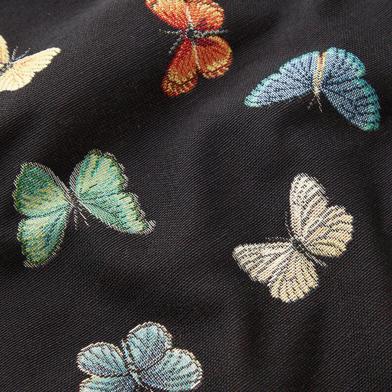 Tissu de décoration Gobelin Groupe de papillons – noir, image number 2
