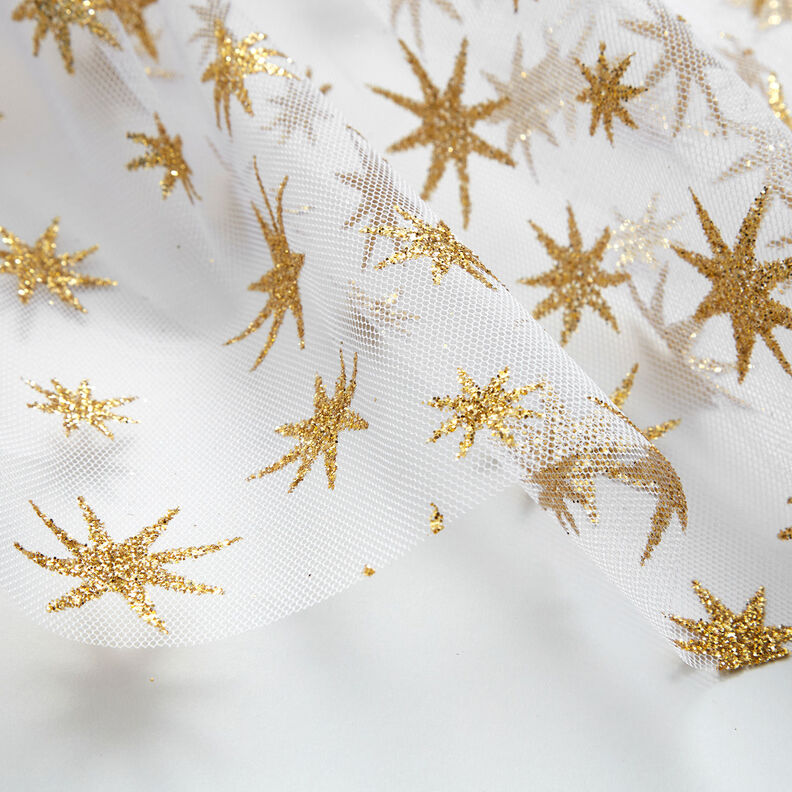 Tulle Étoiles pailletées – blanc/or,  image number 5