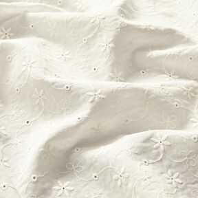 Batiste de coton Dentelle brodée Vrilles de fleurs – écru, 
