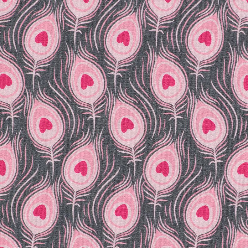 Jersey coton Pavo | Stoff&Liebe – gris schiste/rose intense,  image number 1